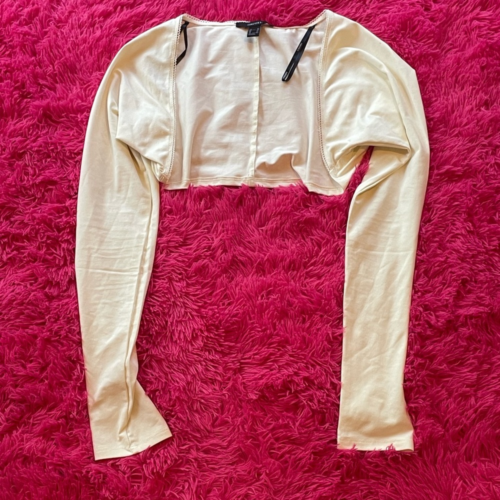 Elegant Cream Long Sleeve Women's Top